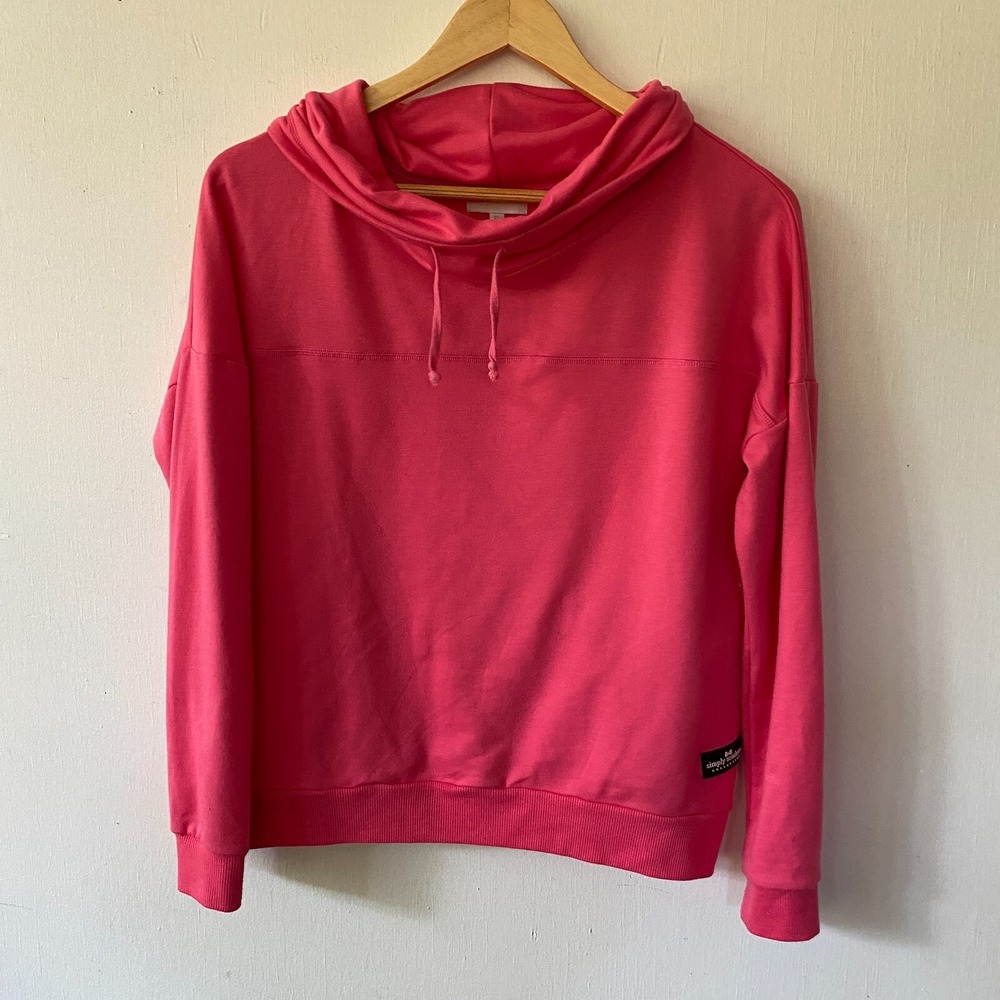 Simply‎ Southern Sweatshirt Womens Small Pink Cowl Neck Pullover Boxy Barbiecore